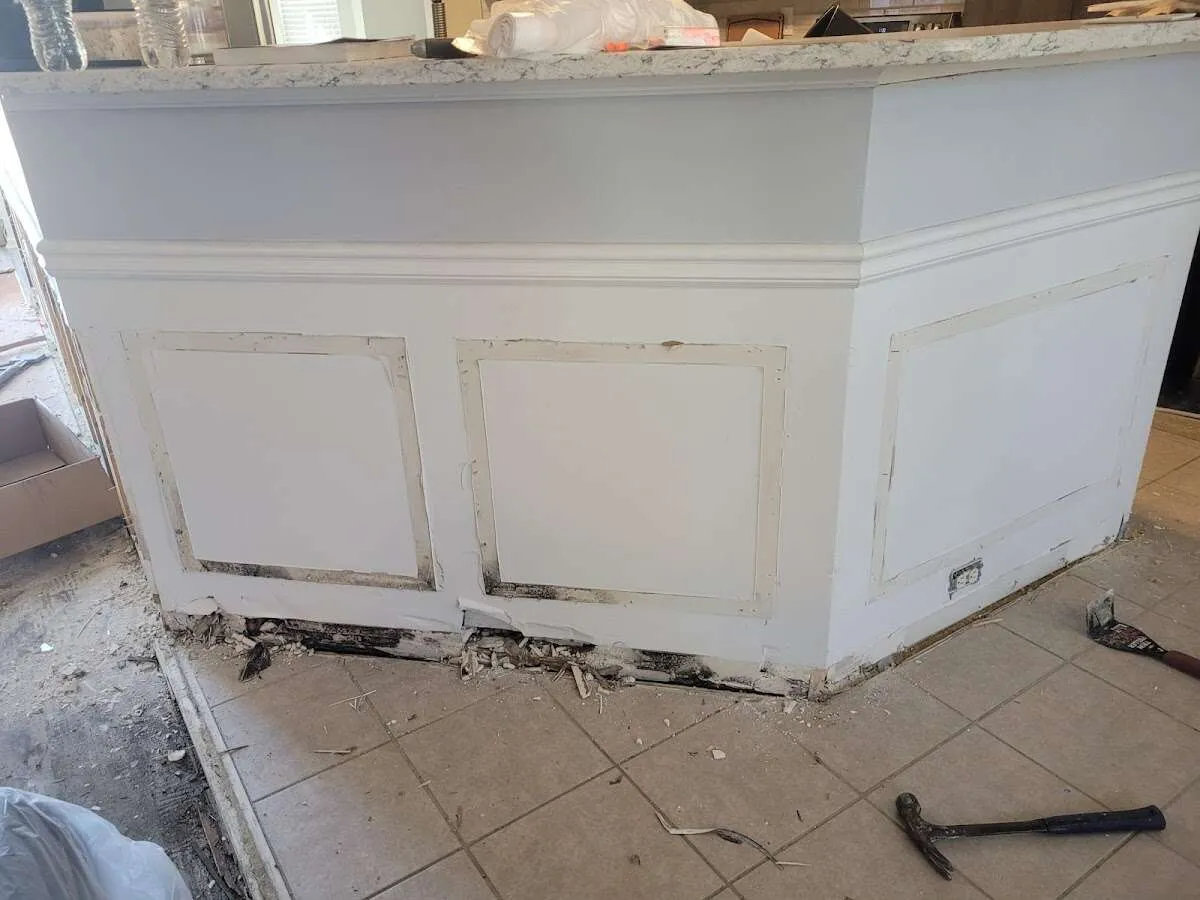 Water damage and mold on kitchen during Burst Pipe Cleanup in Ocean City